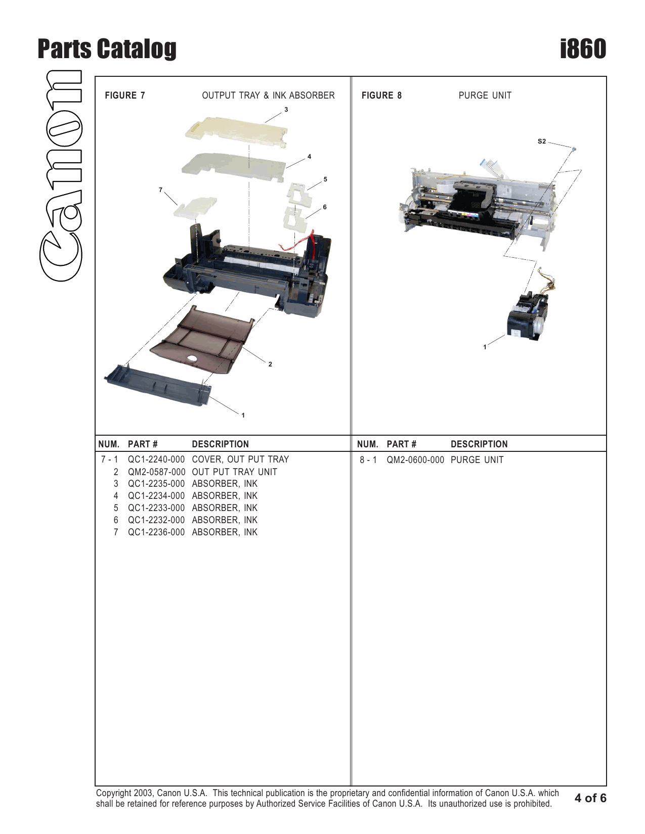 Canon PIXUS i860 Parts Catalog Manual-5